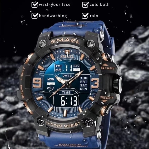 SMAEL Men's Military Sports Digital Watch Waterproof LED Date Alarm & wallet - Picture 3 of 8